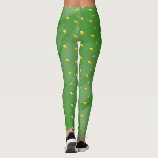 Golden Coins Green Pattern St. Patrick`s Day Leggings (Rückseite)