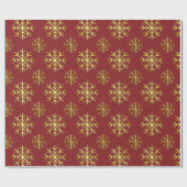 Golden Color 3D Snowflake Red Christmas Gift Geschenkpapier (Flach)