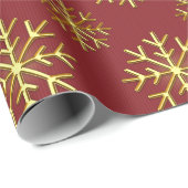 Golden Color 3D Snowflake Red Christmas Gift Geschenkpapier (Rolleneckpunkt)