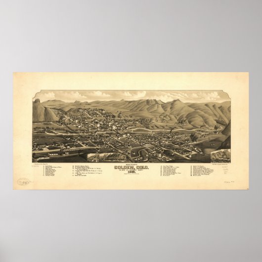 Golden Colorado 1882 Panoramakarte Poster (Vorne)