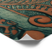 Golden comedy and tragedy masks on patterned poster (Ecke)