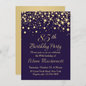 Golden Confetti 85. Geburtstagsparty Einladung (Vorne/Hinten)