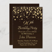 Golden Confetti 90. Geburtstagsparty Einladung (Vorne/Hinten)