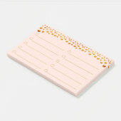 Golden Confetti auf Korallenrosa Nachhinweise Post-it Klebezettel (angewinkelt)