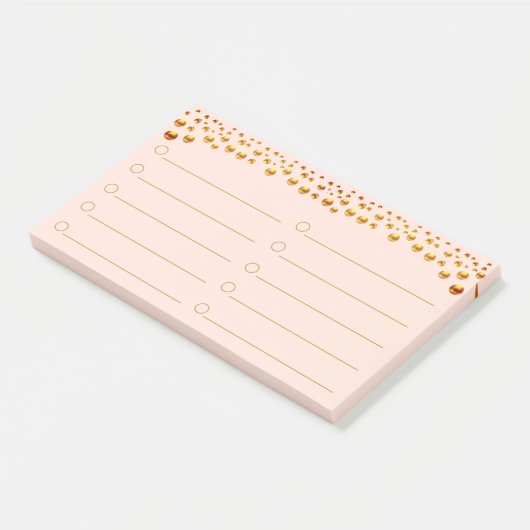 Golden Confetti auf Korallenrosa Nachhinweise Post-it Klebezettel (angewinkelt)