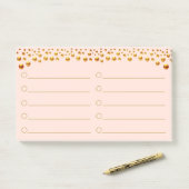 Golden Confetti auf Korallenrosa Nachhinweise Post-it Klebezettel (Auf Schreibtisch)
