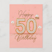 Golden Confetti & Balloons 50. Geburtstag Postkarte (Vorderseite)