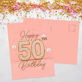 Golden Confetti & Balloons 50. Geburtstag Postkarte