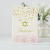 Golden Confetti Bat Mitzvah Reptilienkarte RSVP Karte (Stehend Vorderseite)