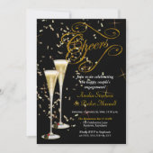 Golden Confetti Champagner-Gesprächspartner Einladung (Vorderseite)