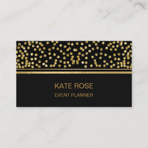 Golden Confetti Glam Golden Black Visitenkarte