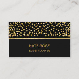 Golden Confetti Glam Golden Black Visitenkarte