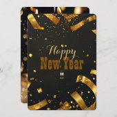 Golden Confetti Glitzer Explosion Neujahrskarte Einladung (Vorne/Hinten)