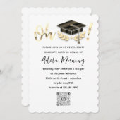 Golden Confetti Graduate Party QR Code White Einladung (Vorne/Hinten)