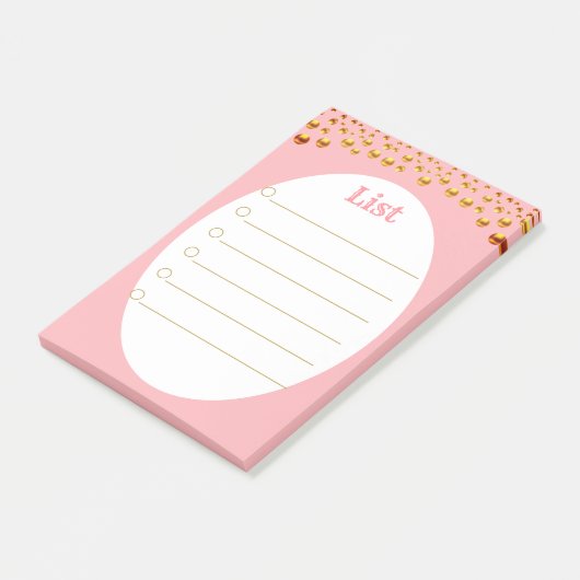 Golden Confetti in Rosa Post-it Klebezettel (angewinkelt)