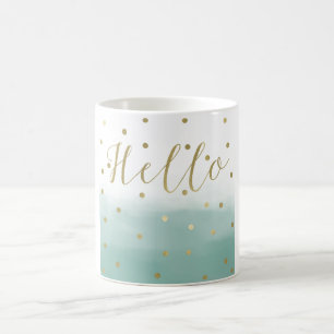 Golden Confetti Mint Watercolor Hallo Kaffeetasse
