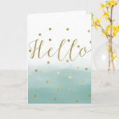 Golden Confetti Mint Watercolor Hallo Karte (Gelbe Blume)