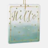 Golden Confetti Mint Watercolor Hallo Keramikornament (Rechts)