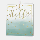 Golden Confetti Mint Watercolor Hallo Keramikornament (Links)
