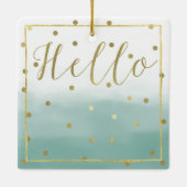 Golden Confetti Mint Watercolor Hallo Keramikornament (Rückseite)