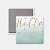 Golden Confetti Mint Watercolor Hallo Magnet (Vorderseite/Rückseite)