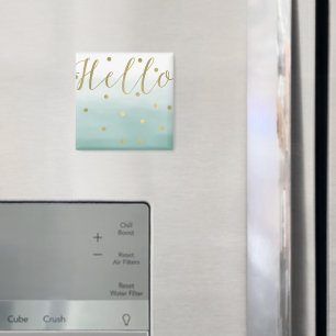 Golden Confetti Mint Watercolor Hallo Magnet