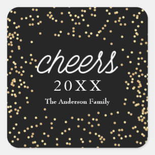 Golden Confetti Neues Jahr Quadratischer Aufkleber