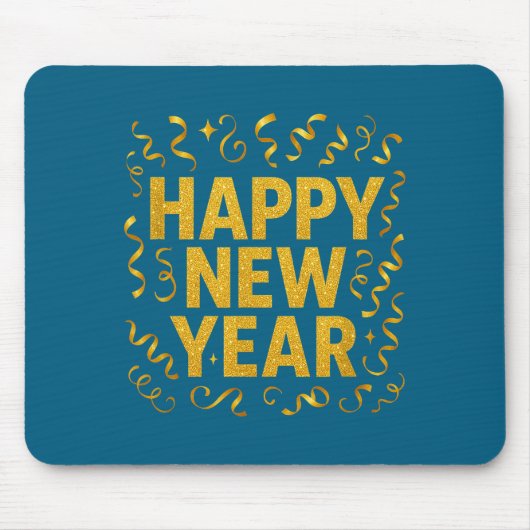 Golden Confetti - New Year's Eve Happy New Year Mousepad (Vorne)