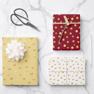Golden Confetti on Golden, Burgund & White Geschenkpapier Set