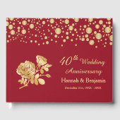 Golden Confetti Rose 40. Hochzeitstag Gästebuch (Vorderseite)