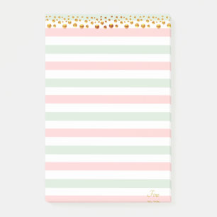 Golden Confetti und Pastelfarben Personalisiert Post-it Klebezettel