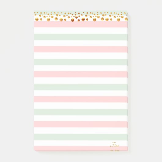 Golden Confetti und Pastelfarben Personalisiert Post-it Klebezettel (Vorderseite)