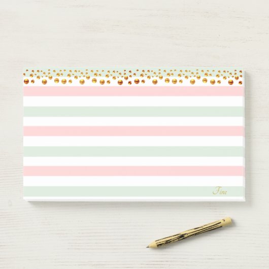 Golden Confetti und Pastelfarben Personalisiert Post-it Klebezettel (Auf Schreibtisch)