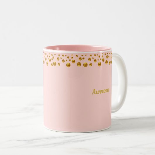 Golden Confetti und Personalisierter Text auf Kora Zweifarbige Tasse (VorderseiteRechts)
