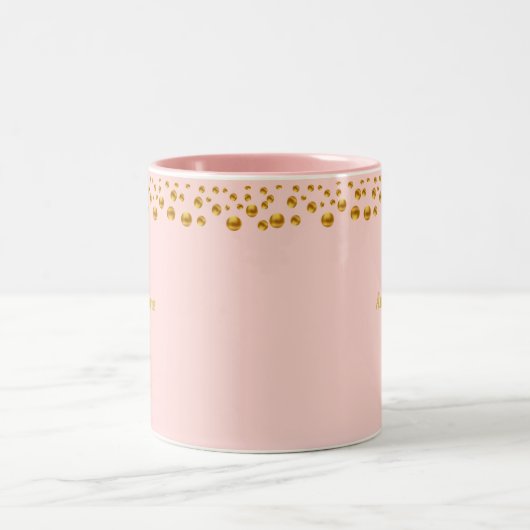 Golden Confetti und Personalisierter Text auf Kora Zweifarbige Tasse (Mittel)