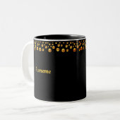 Golden Confetti und Personalisierter Text auf Schw Zweifarbige Tasse (Vorderseite Links)