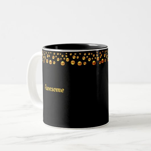 Golden Confetti und Personalisierter Text auf Schw Zweifarbige Tasse (Vorderseite Links)