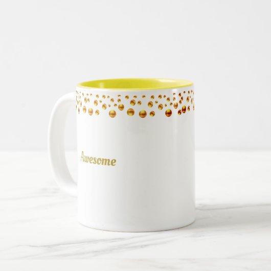 Golden Confetti und Personalisierter Text auf Weiß Zweifarbige Tasse (Vorderseite Links)