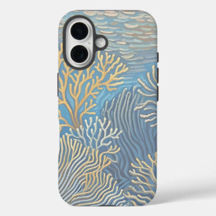 Golden Corals Deep Ocean iPhone 16 Hülle