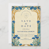 Golden Cornflower Jugendstil Hochzeit Save The Date (Vorderseite)