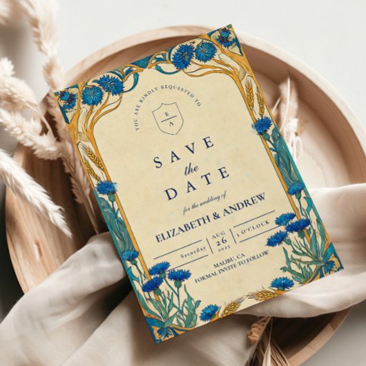 Golden Cornflower Jugendstil Hochzeit Save The Date