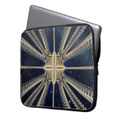 Golden Cosmic Chains Fraktal Laptop Sleeve (Vorderseite Links)