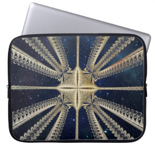 Golden Cosmic Chains Fraktal Laptop Sleeve