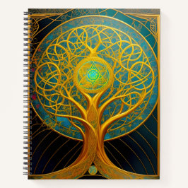 Golden Cosmic Tree of Life Notizblock