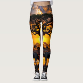 Golden Cosmic Watering Hole Sonnenuntergang Leggin Leggings