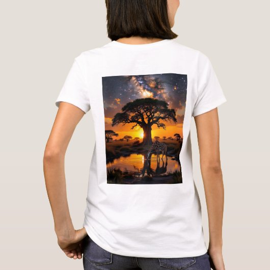 Golden Cosmic Watering Hole Sunset T-Shirt (Rückseite)