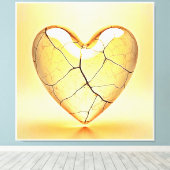 Golden Cracked Heart Art Leinwanddruck (Insitu (Holzboden))