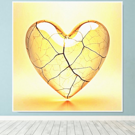Golden Cracked Heart Art Leinwanddruck (Insitu (Holzboden))