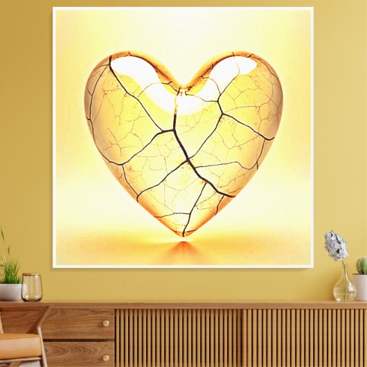 Golden Cracked Heart Art Leinwanddruck (Insitu (Wohnzimmer))