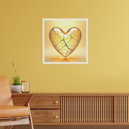 Golden Cracked Heart Art Poster (Wohnzimmer 2)